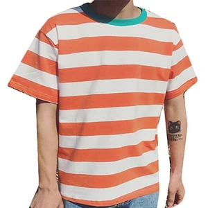 Wholesale striped t-shirt men Lightweight Hip Hop curved hem tee Hipster summer fashion custom logo Blank Striped T-shirts Wholesale striped t-shirt men Lightweight Hip Hop curved hem tee Hipster summer fashion custom logo Blank Striped T-shirts