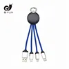 Light Up Logo Multi USB Charging Cable Multi-function custom glowing LED Shiny logo keychain type c micro 8pin usb cable