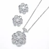 Echsio Special Bloom Shape Pendant Necklace Earrings Fine CZ Zirconia Gold Jewelry Necklace Earrings Set For Women Wedding CN719