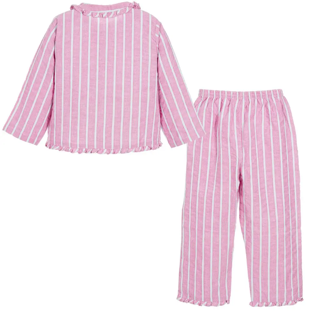 Long Sleeves Sleepwear Sets Wholesale Children Girls Stripes Pink ...