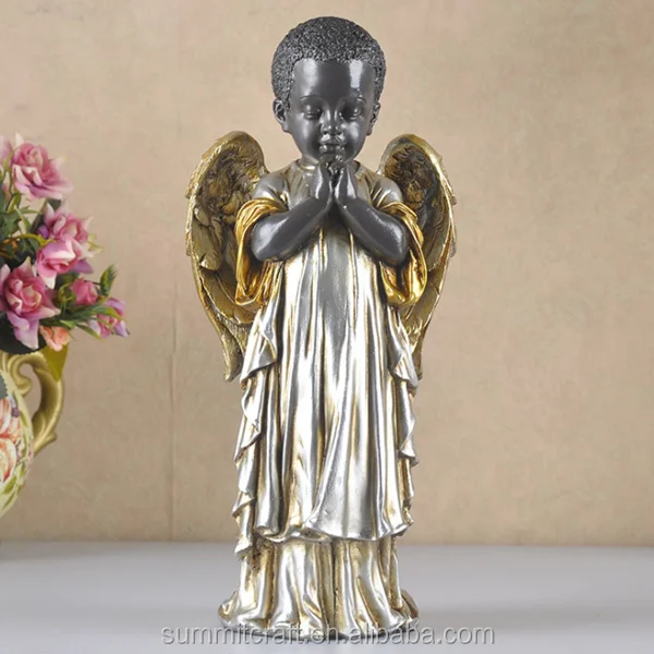 Resin Unique Design Praying Black Angel Statues Boy Angel Staue Buy