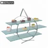 Yubao buffet beauty stainless steel buffet glass serving platters dessert display 3 tier afternoon high tea cake stand