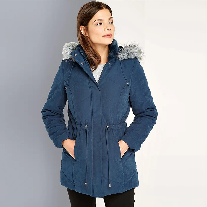 Petrol Blue Quilted Parka Coat With Hood - Buy Women's Coat,Quilted ...