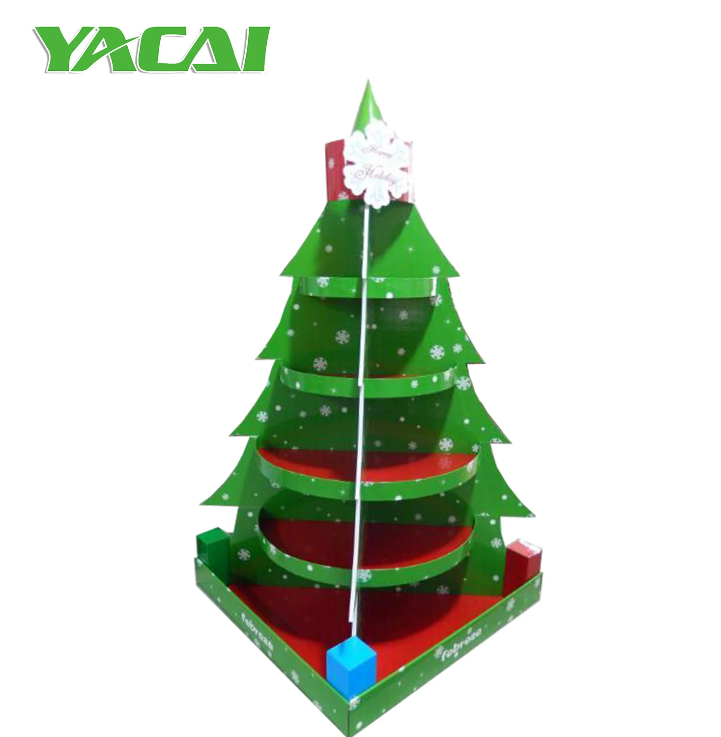 Creative Christmas Tree Floor Stand 5 Shelves Cardboard Pallet Display