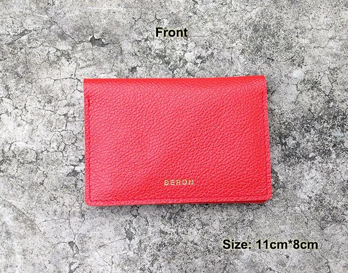 red leather business card holder