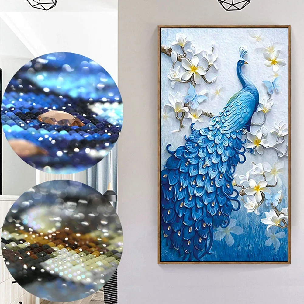 Handwork Decorative Paintings Kit Custom Canvas Peacock Round 5d ...