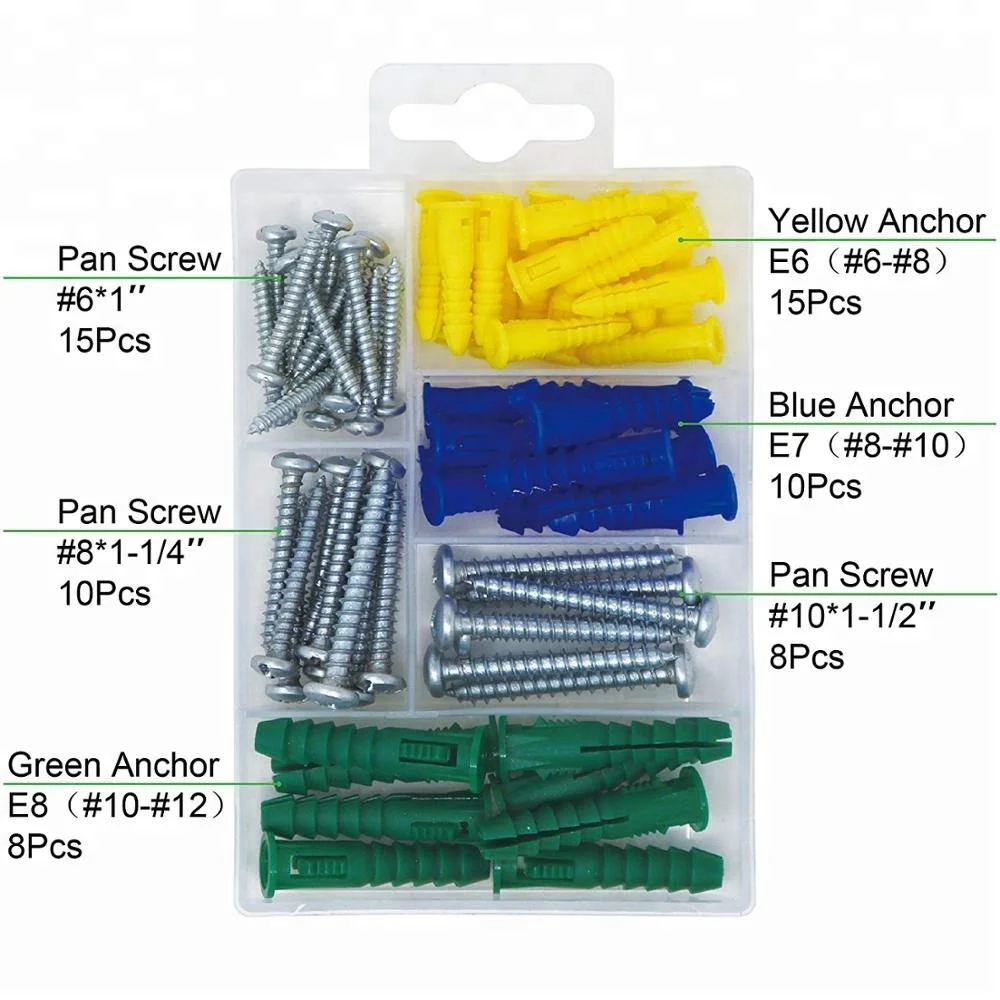 66 Pieces Plastic Self Drilling Drywall Anchors With Phillips Flat Head ...