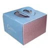 paper cake box with handle full color printing white card decorative paper box logo printed