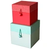 luxury paper box SET 2 square paper box with elastic band and satin button