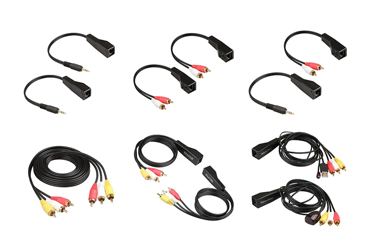 3RCA Extender 2 Pack 3 RCA to RJ45 Balun Component Video and Audio Extender Over Cat5/6 - ANKUX.COM