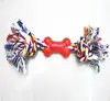 Red Plastic Bone Colorful Cotton Rope Pet Toys Dogs Toys
