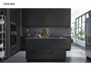 High end dark grey lacquer kitchen cabinet with island