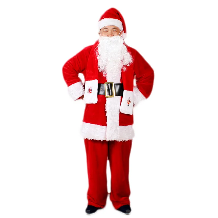 Luxury Santa Suit Red Adult Velvet Plush Christmas Mascot Costumes For ...