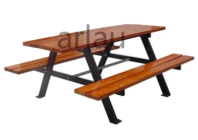 Jardín Exterior De Listones De Madera Banco Para Banco De Hierro