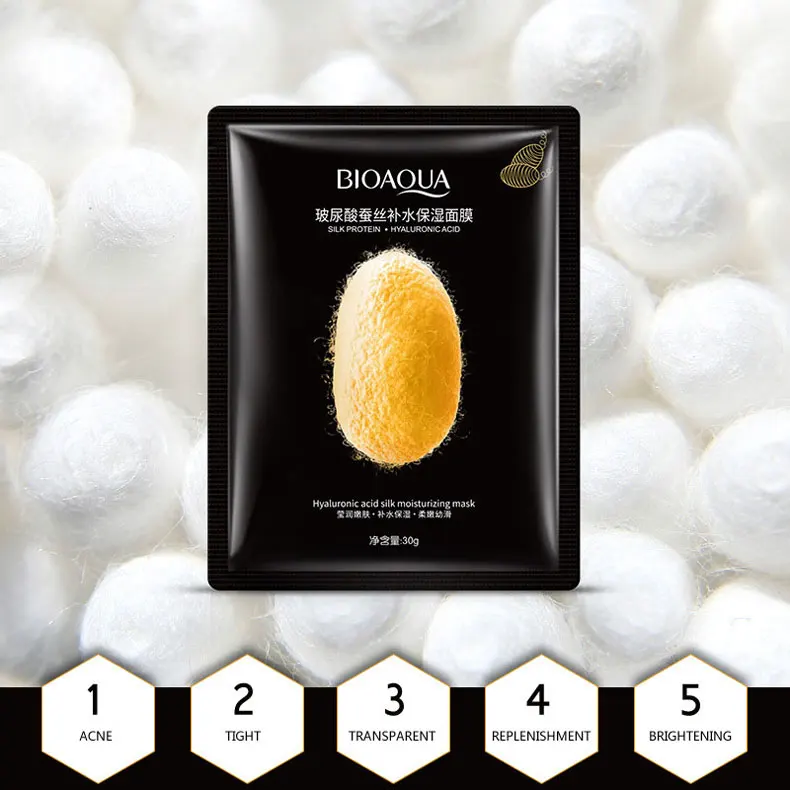 BIOAQUA Silk Protein Hyaluronic Acid Moisturizing Facial Mask Skin Care Face Mask 40g/pcs