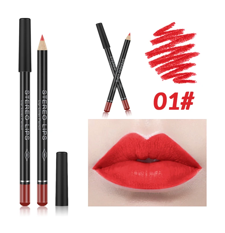 Vibely Lip Liner Pencil Makeup 12 Colors Waterproof Lips Pen Cosmetics ...