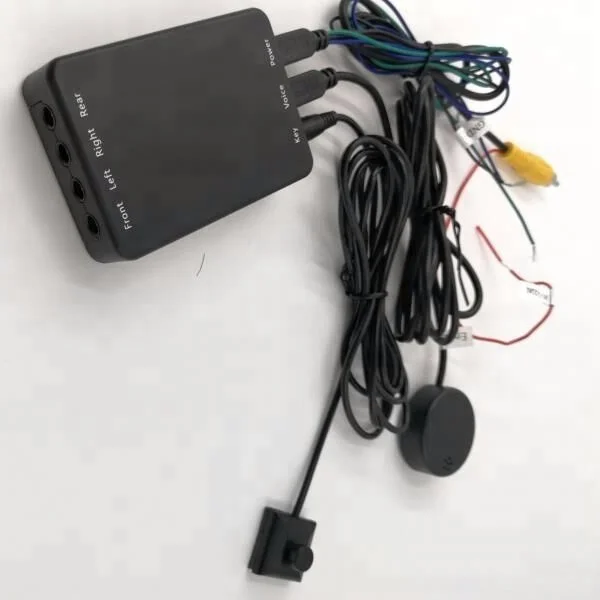 Newest 4 pin connector car sound /trigger / button control quad camera control box split screen parking aid box