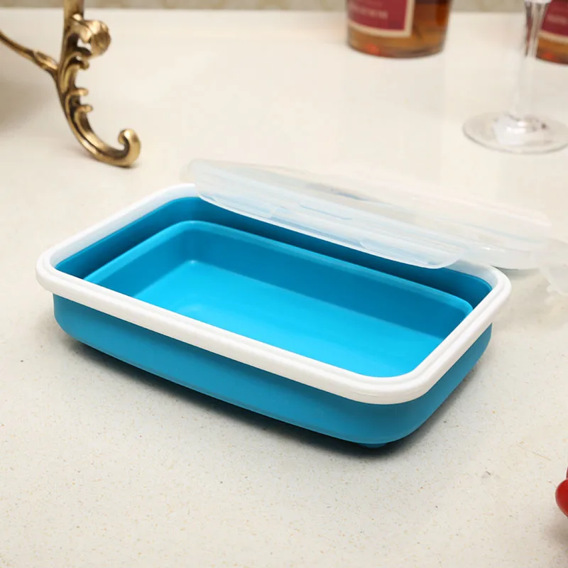 Portable Silicone Foldable Lunch Box For Microwave Food Fruit Storage