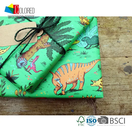 Dinosaur Printing Gift Wrapping Paper Cute Design for Boys Customed