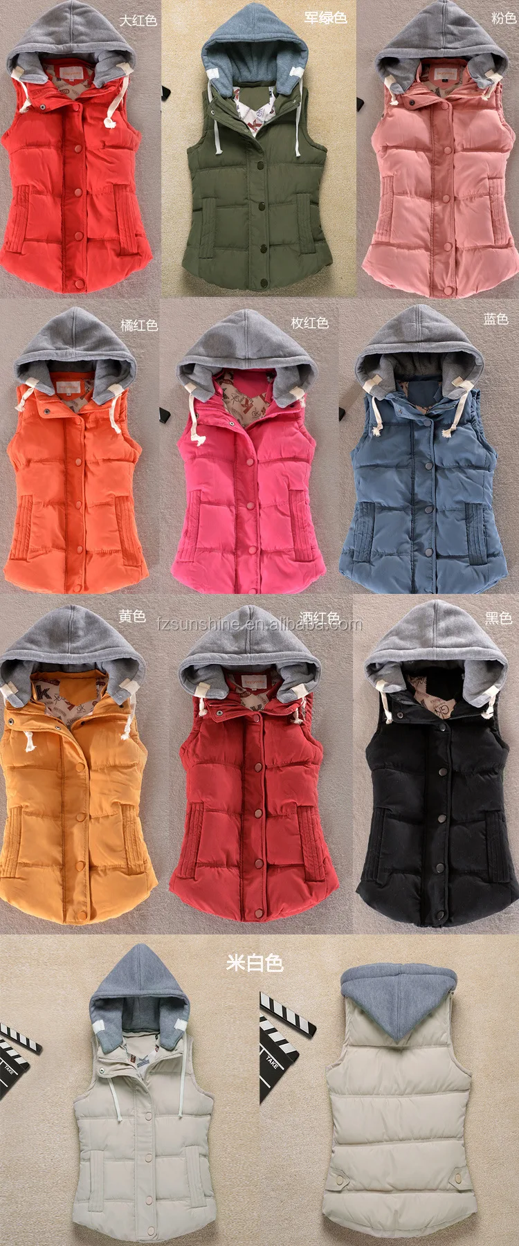 2018 Quilted Girls Ladies Red Vests With Hood - Buy Red Vests,Girls ...