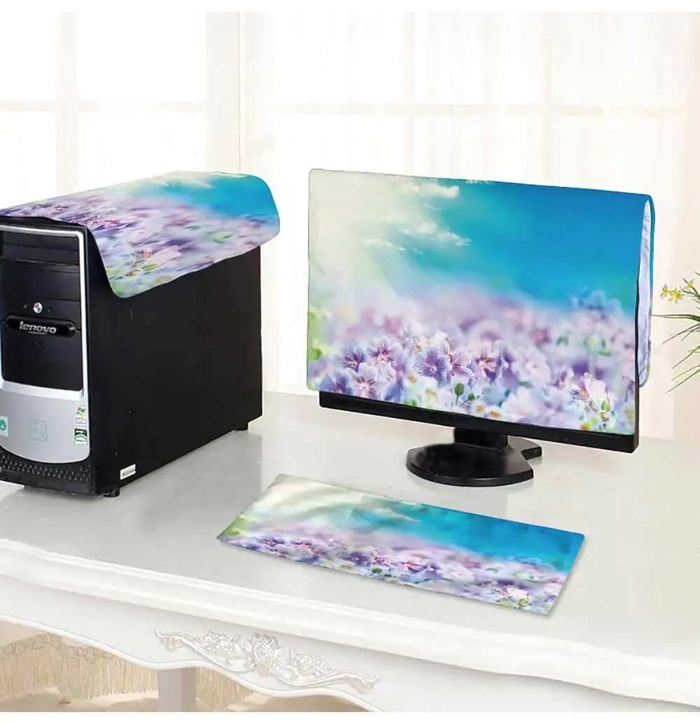PRUNUS Desktop Computer Cover 3 Pieces Early Summer Flowering Geranium Scratch Resistance /30"