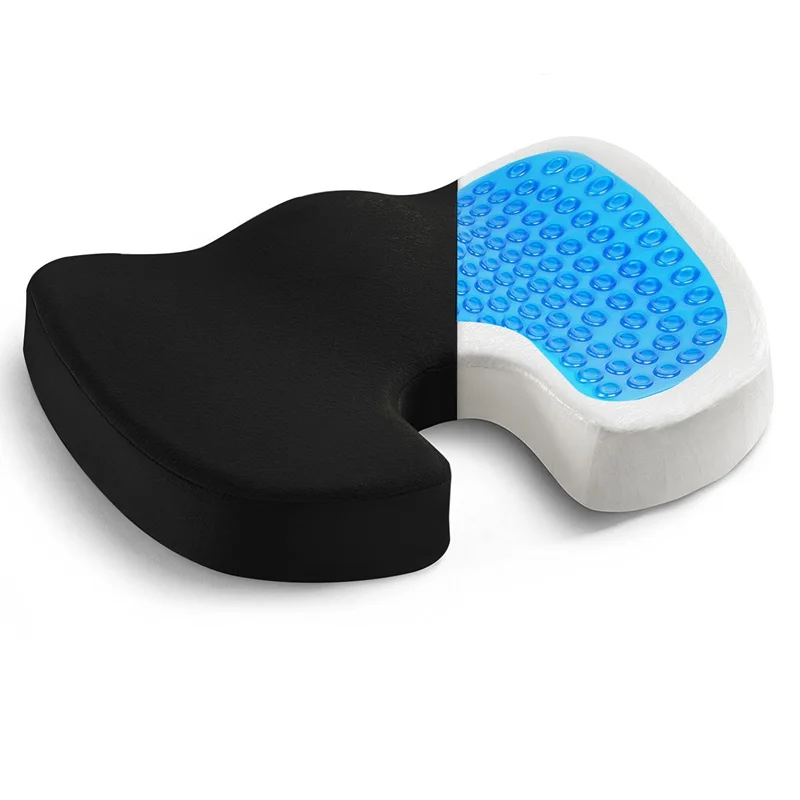 Gel Seat Cushion Non-Slip Orthopedic Cooling Gel Enhanced & Memory Foam Coccyx Office Chair Cushion for Tailbone Pain Car Seat Cushion for Desk Chair Sciatica & Back Pain Relief 