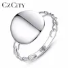 CZCITY Wholesale Thin Circle Piece Engagement Ring With 925 Sterling Silver Ring Size 6-9 Silver Jewelry For Girls Daily-life
