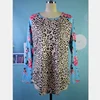Wholesale Plus Size Female T-Shirt Long Floral Printed Sleeve Raglan O-neck Leopard Body Baseball Tops For Ladies