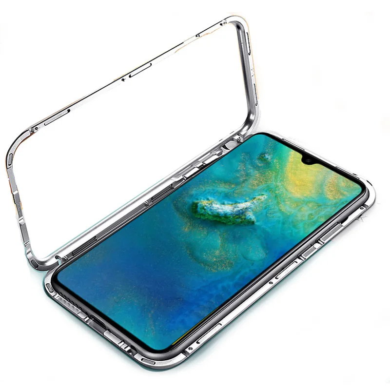 In stock explosion Single-side Glass Magnetic cover For Huawei P10 P10Pro Metal frame flip phone case