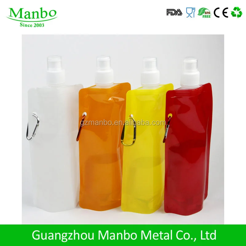 Bpa Free 16oz Flexible Collapsible Foldable Reusable Water Bottles