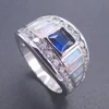White Fire Opal Men's Sterling Silver Rings