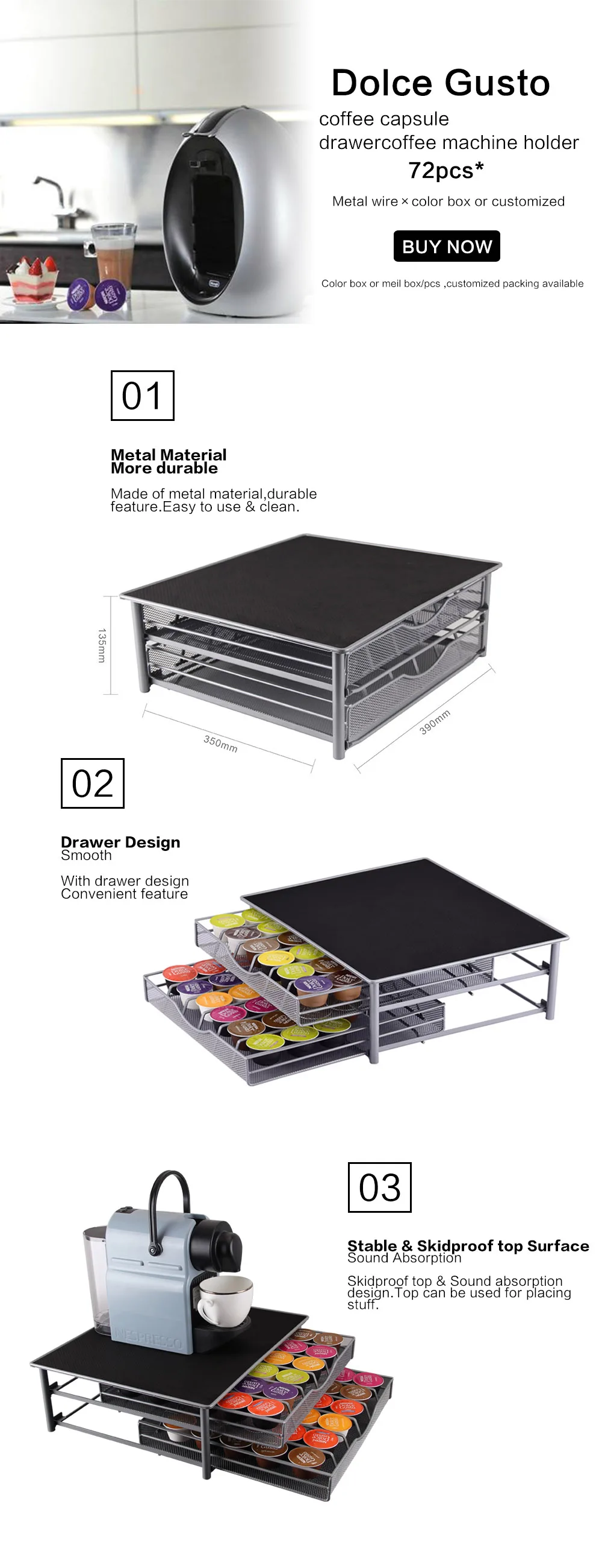 2 Tier Dolce Gusto Machine Holder Coffee Capsule Drawer Double Layer