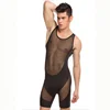 Custom Newly designed transparent sexy sheer side panels mens gym singlet wrestling