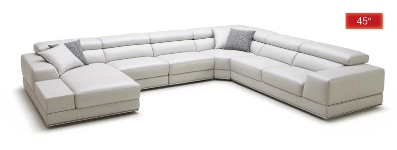 New Italian Style Modern U Shaped White Leather Extra Large Sectional