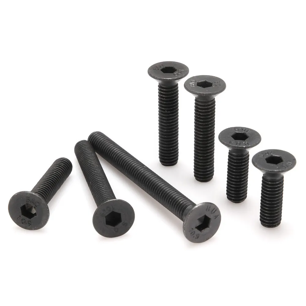 M6 Flat Head Countersunk Head Black Grade10.9alloy Steel Hex Socket