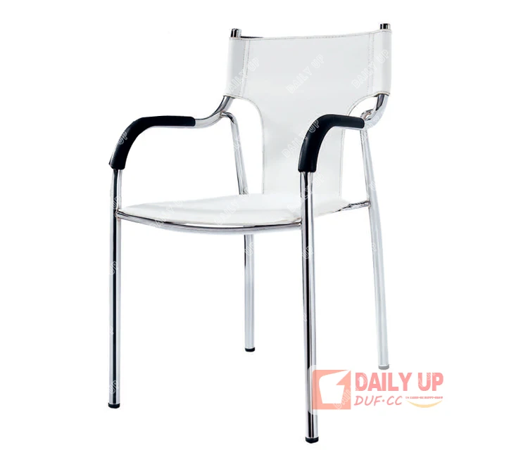 Best Products for Import Simple Style Light Weight Chair Armrest Dining Chair Restaurant Chair Steel Frame PU Hot Sale Item
