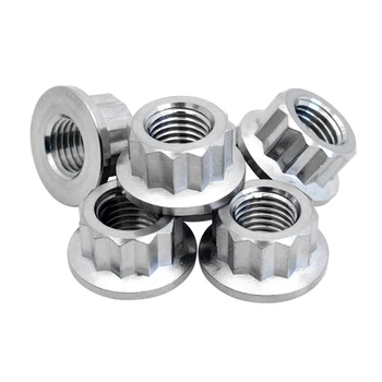 Custom Titanium Wheel Lug Nuts Stainless Steel 12 Point Flange Nut ...