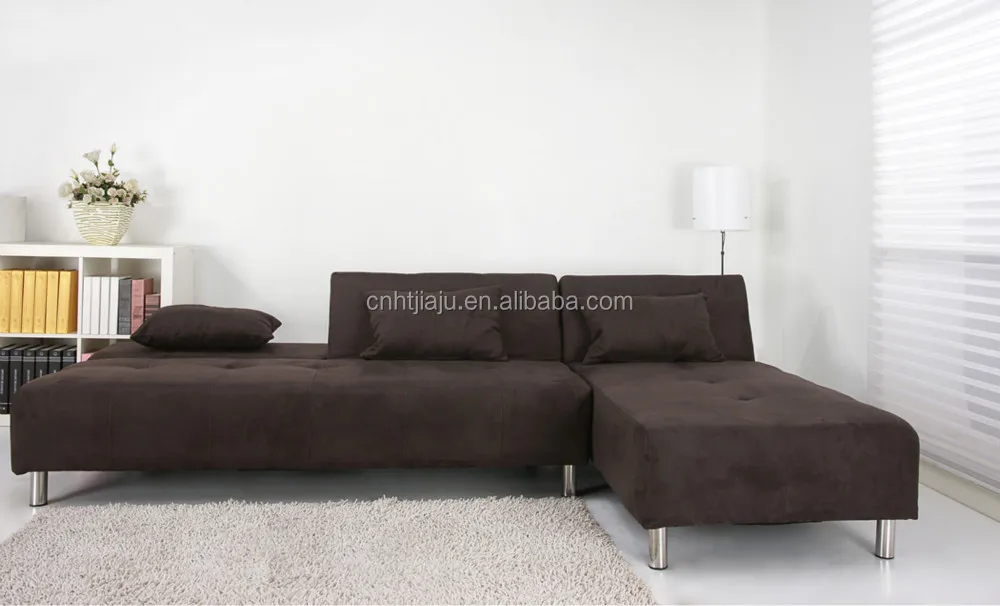 Luxurious Dark Chocolate Platform Sofa Bed Folding Fabric