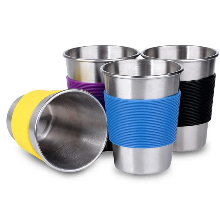 Stainless Steel Cups With Silicone Sippy Cup Lids 8oz Stainless Steel ...