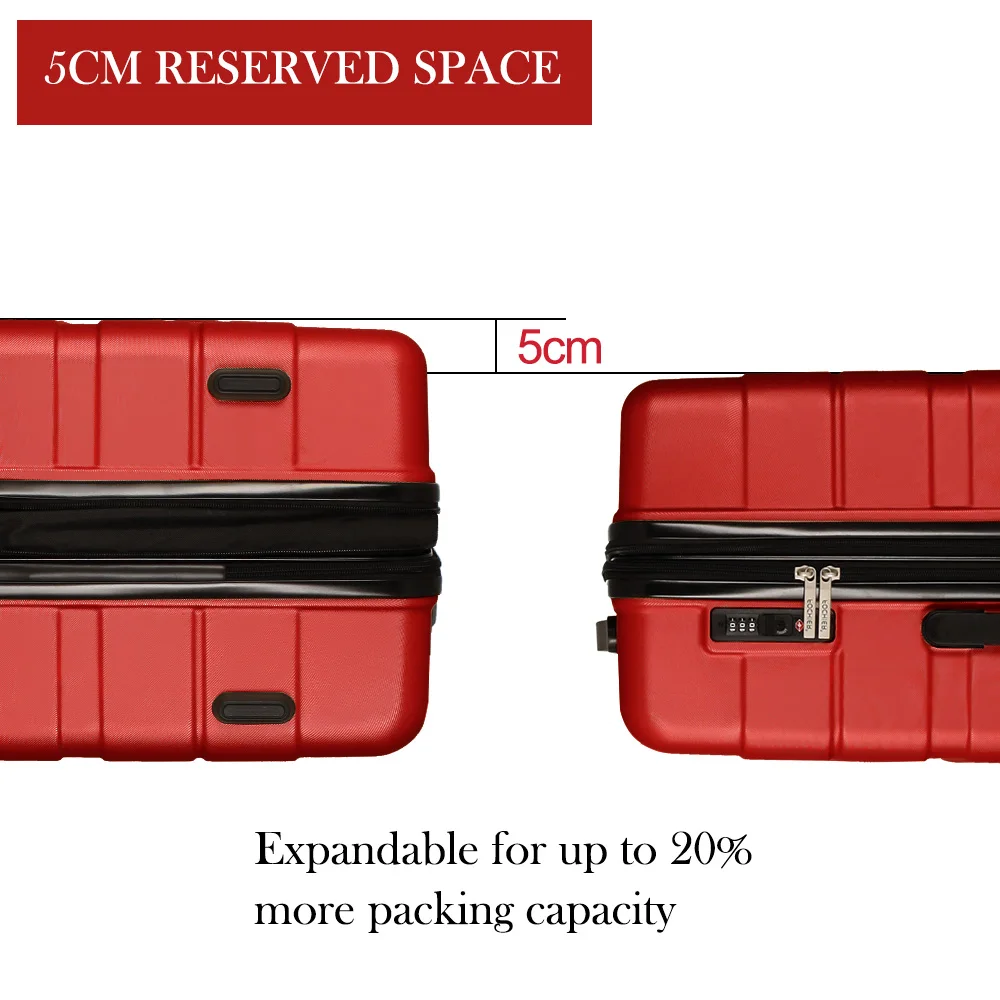 Elegant Red Women Expandable Suitcase Set With TSA Lock