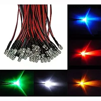 LED Light Bulb Super Bright Pre Wired Lamp Emitting Diode For DIY Lighting 20cm 5mm Red Blue Green White Yellow DC12V 20mA