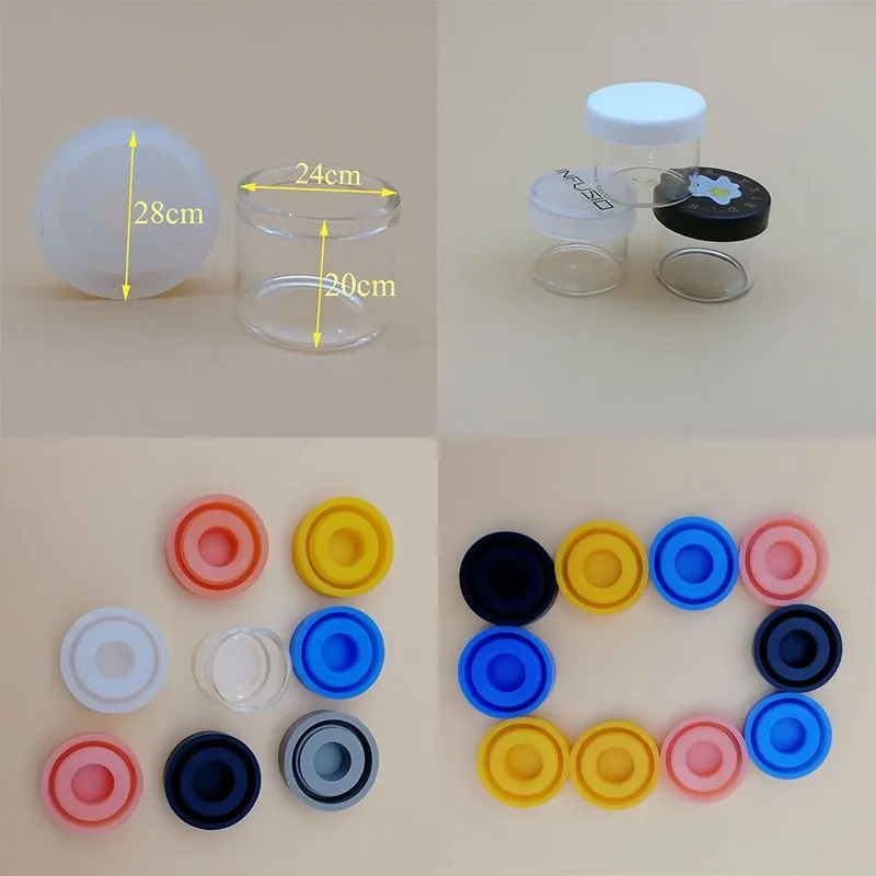 Hot Sale 5ml 6ml 10ml Small Glass Jar Wax Containers With Silicone Lid