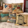waterproof cotton linen rustic decor designed throw pillow