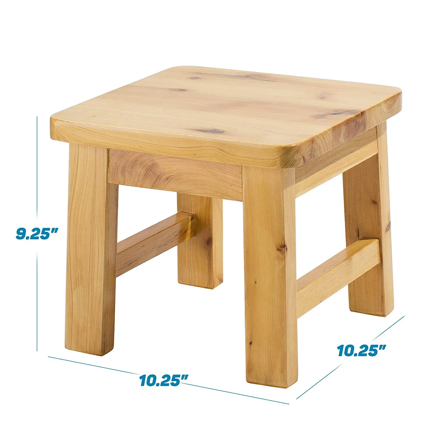 Wooden Footstool Multipurpose Durable Sturdy Nonslip Surface Wooden Square Step Stool 10.2 X 10