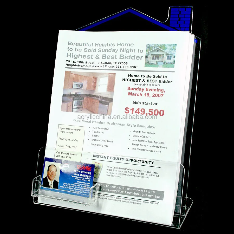 Clear Acrylic Flyer Holder,Flyer Display Holder With Business Card