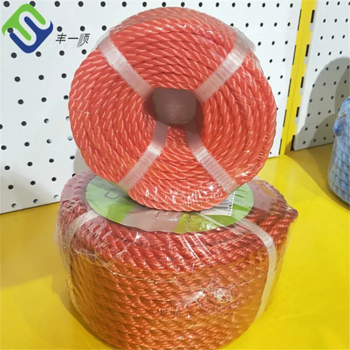 Red Color PE Twisted Rope 8mmx220m With Plastic Shrinking