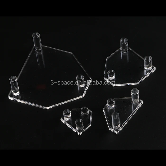 Medium 2.5" Clear Acrylic 3-PEG MINERAL DISPLAY STANDS