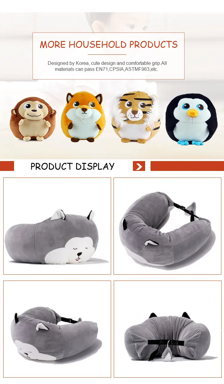 Factory Direct Sale Creative Plush Animal U Shaped Pillow Grey Huskie Neck Pillow Buy Animal