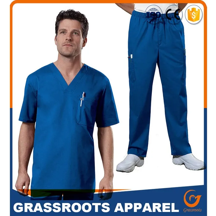 2017 New Design Mens V - Neck Scrub Top & Drawstring Pants Set Work Wear Suits Design (2)