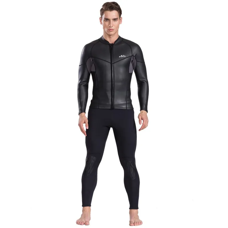 Zipper Men Plus Size Rash Guard Jacket Wetsuit Surfing Diving Long Sleeve Shirt 